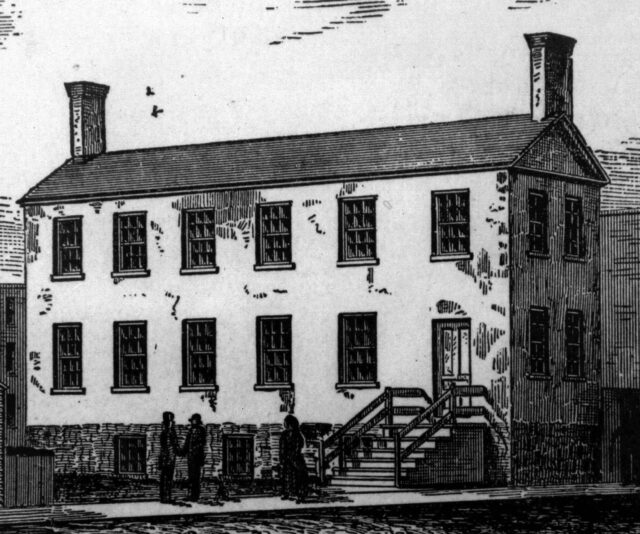 A photo of U-M's first building.